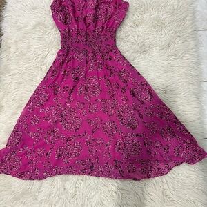 White House Black Market Fuchsia Floral Midi Dress